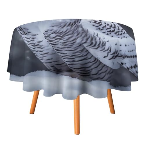 YTLKGFP Runde Tischdecke, Polyester, Motiv: arktische Eule, bedruckt, dekorative Tischdecke für Esstisch, Buffet, Partys und Camping, 178 cm von YTLKGFP