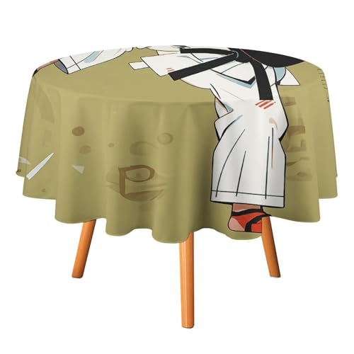 YTLKGFP Runde Tischdecke, Polyester, Taekwondo-Design, bedruckt, dekorative Tischdecke für Esstisch, Buffet, Partys und Camping, 178 cm von YTLKGFP