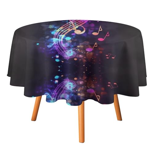 YTLKGFP Runde Tischdecke, Polyester, bunt, Galaxie, Musiknoten, bedruckt, dekorative Tischdecke für Esstisch, Buffet, Partys und Camping, 178 cm von YTLKGFP