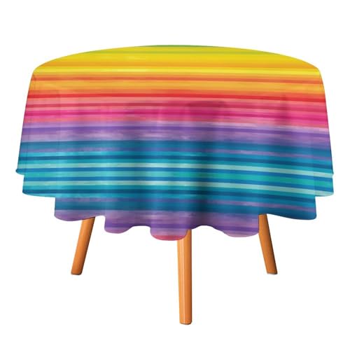 YTLKGFP Runde Tischdecke, Polyester, gestreift, bedruckt, dekorativ, für Esstisch, Buffet, Partys und Camping, 178 cm von YTLKGFP