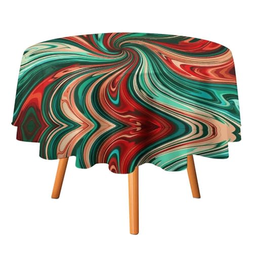 YTLKGFP Runde Tischdecke, Polyester, psychedelisches Wirbelmuster, bedruckt, dekorative Tischdecke für Esstisch, Buffet, Partys und Camping, 178 cm von YTLKGFP