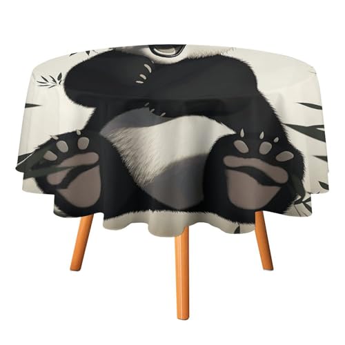 YTLKGFP Runde Tischdecke, Polyester, verspielter Panda-Druck, dekorative Tischdecke für Esstisch, Buffet, Partys und Camping, 178 cm von YTLKGFP