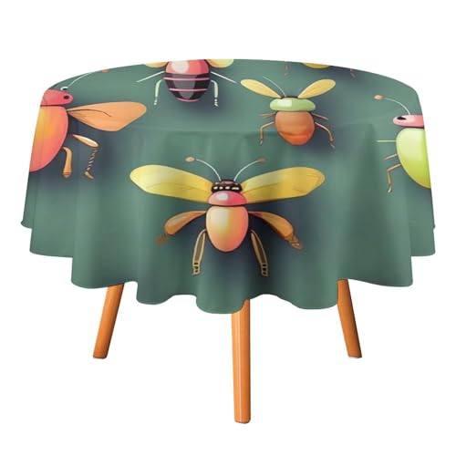 YTLKGFP Runde Tischdecke aus Polyester, Motiv: Insektenatlas, bedruckt, dekorative Tischdecke für Esstisch, Buffet, Partys und Camping, 178 cm von YTLKGFP