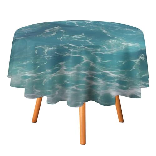 YTLKGFP Runde Tischdecke aus Polyester, bedruckt mit tiefblauem Meer, dekorative Tischdecke für Esstisch, Buffet, Partys und Camping, 178 cm von YTLKGFP