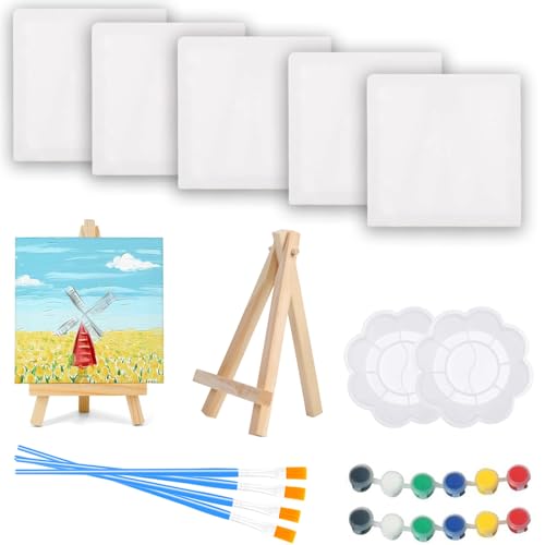 YTPAFK Mini-Leinwand und Staffelei-Set, kompaktes und robustes Mini-Künstlerstativ aus Holz, perfekt für Anfänger, Kunstliebhaber und kreative Projekte, ideal für Malübungen und kleine Kunstdisplays von YTPAFK