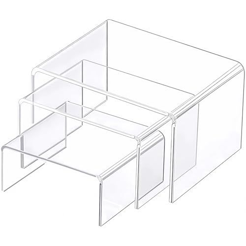 YTSMFL Acryl-Aufstellständer, 3 Stück, transparent, gestufte Präsentationsständer für Bastelmessen, Duftständer für Figuren, Cupcakes, Sammlerstücke von YTSMFL