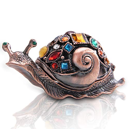 YU FENG Schmuckkästchen, Ornament-Snail-Design, braune Schnecke, Tierfigur, aufklappbar, Schmuckschatulle, Sammlerstück für Damen, 9 x 4 cm von YU FENG