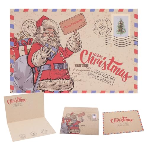 YUAENFI Weihnachtskarten mit Umschlag Set (16 Stück) A6 Weihnachtspostkarten Klappkarten für Weihnachten Retro Christmas Postkarte mit Umschlägen für deine Weihnachtsgrüße von YUAENFI