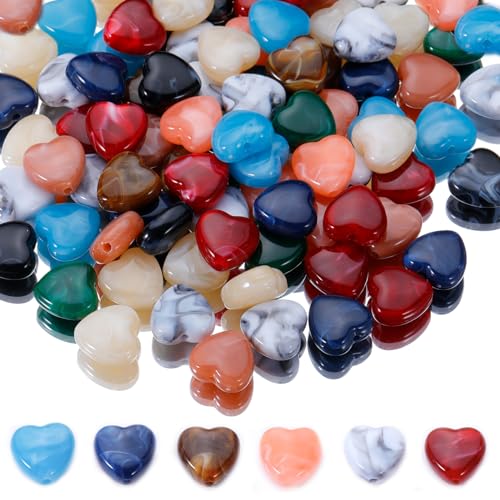 100 Stück Edelstein Cabochon Acrylperlen In Herzform Herz Perlen Acrylperlen Herzform Handarbeit Glasperlen Herzsteine Für Diy-schmuckherstellung, Halsketten, Armbänder, Ohrringe, Schlüsselanhänger von YUANHEHE