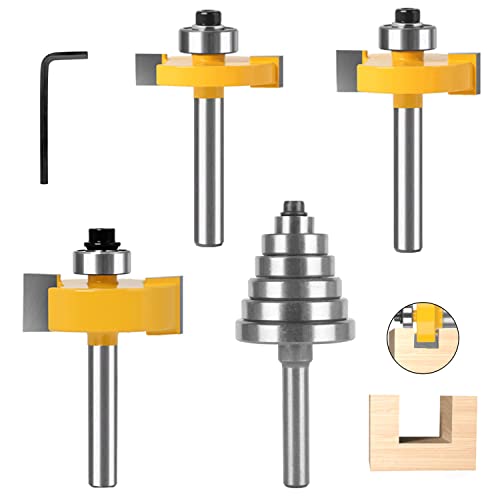 3 Stück Planfräser 8mm Schaft, Fräser für Oberfräse, Fräser für Oberfräse 8mm Schaft, Oberfräse Fräser Set mit 6 Einstellbaren Lagern, Nut und Feder Fräser für die Holzbearbeitung von YUANYUU