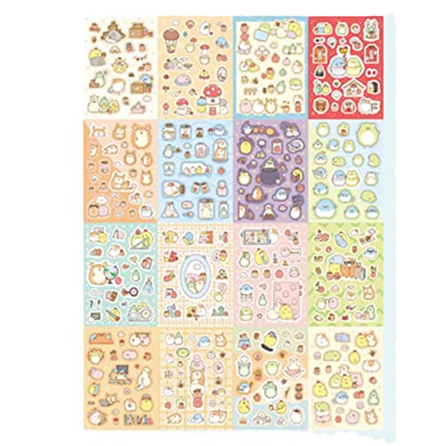 16 Blatt Kawaii Aufkleber Buch Briefpapier Notizbuch DIY Tagebuch Album Tagebuch Scrapbooking Aufkleber Bogen Büro Niedliche Schreibwaren von YUANstore