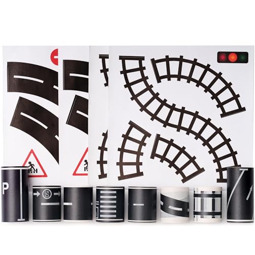 YUBX 12 Stück Straße Washi Tape Set, Spur Straßenband Eisenbahn, Straße Klebeband, DIY Autobahn Tape von YUBX