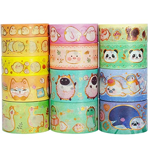 YUBX 13 Rollen Niedlich Haustiere Washi Tape Set Klebeband Bunt Dekorativ Masking Tape für Scrapbooking Handwerk Handwerk (Animal Kindergarten) von YUBX