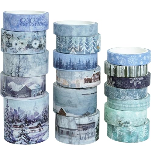 YUBX 18 Rollen Weihnachten Washi Tape Set Landschaftsbau Schneeverzierung Masking Tape Dekoratives Klebeband Bunt für DIY Handwerk Bullet Journals Planer Scrapbooking Verpackung von YUBX