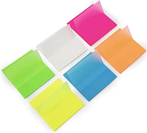 YUBX 300 Blätter Transparentes Haftnotizen, Transparente Sticky Notes Klebezettel 6 Packungen, durchscheinende Notizblöcke, beschreibbar, selbstklebend für Erinnerung, Planer, Nachricht (7,6 x 7,6 cm) von YUBX