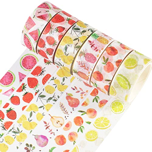 YUBX 6 Rollen Washi Tape Set Früchte & Blumen Masking Tape Dekoratives Klebeband Bunt für DIY Handwerk Bullet Journals Planer Scrapbooking Verpackung (Fresh Fruit) von YUBX