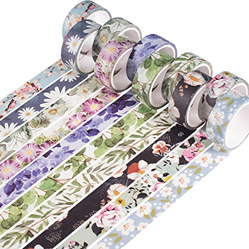 YUBX Blume Washi Tape Set Masking Tape Klebeband Bunt für DIY Handwerk, Bullet Journals, Planer, Scrapbooking, Verpackung (Cold Tone) von YUBX