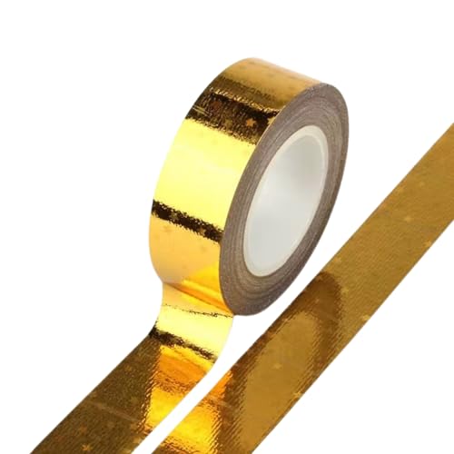 YUBX Goldfolie Washi Tape Gold Glitzer Klebeband Fliesennahtband Selbstklebend Craft Leuchtender Stern dekorative Klebeband für Scrapbook Geschenkverpackung Fliesennahtabdeckung (Gold) von YUBX