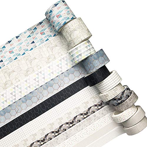 YUBX Washi Tape Set Masking Tape Dekoratives Klebeband Bunt für DIY Handwerk Bullet Journals Planer Scrapbooking Verpackung (Geometric Patterns) von YUBX