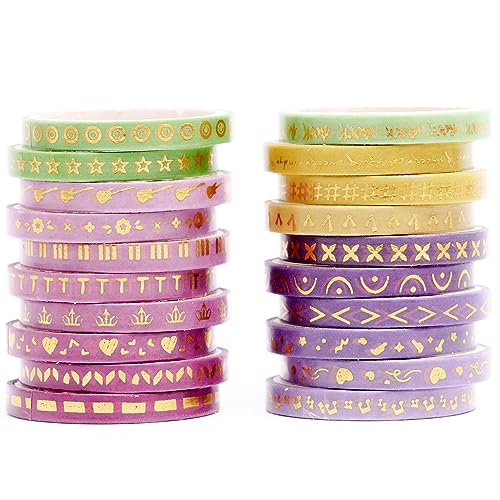 YUBX dünn Folie Gold Washi Tape Set Masking Tape Klebeband Bunt für Kinder, Scrapbooking zubehör, Bullet Journals, Bastel Planer, Handwerk und DIY (Dreamy Waltz) von YUBX