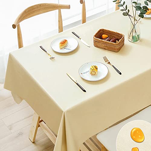 Abwischbare PVC-Tischdecke mit Tischdecke, öl-/wasserdichte/schimmelresistente Tischdecke für die Dekoration von Küchentischen, hellgelb, 120 x 120 cm von YUCFS