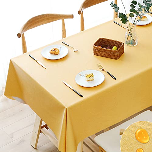 Abwischbare Tischdecke, gemusterte PVC-Tischdecke, rechteckige, wiederbeschreibbare Vinyl-Tischdecke, gelb, 90 x 90 cm von YUCFS