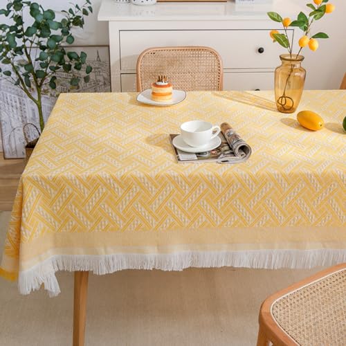 Beständige Tischdecke für Zuhause, 90 x 90 cm, Tischdecke aus Baumwollleinen, einfache Twill-Tischdecke, Tischset, geeignet als Dekoration für die Küche zu Hause, verschiedene Größen von YUCFS
