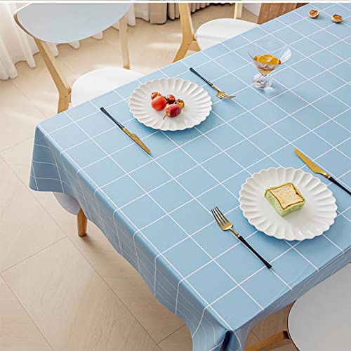 PVC-Tischdecke, 80 x 120 cm, blau, rechteckig, Wachstuch, PVC, abwischbare Tischdecke, abwischbare Tischdecke, luxuriös, wasserdicht und abwischbar von YUCFS