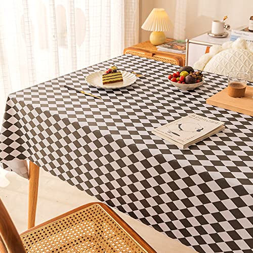 Party-Tischdecke 140 x 220 cm, schwarz, abwischbare Tischdecke, luxuriöse, wasserdichte und abwischbare PVC-Tischdecke aus Linoleum in mehreren Farbtönen von YUCFS