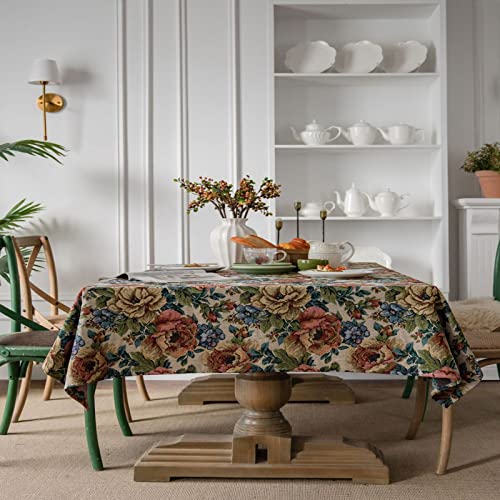 Rechteckige Tischdecke, 90 x 90 cm, Tischdecke, rechteckige Tischdecke, reines Baumwollleinen, knitterfrei, Tischdecke mit Quaste, waschbare Tischdecke für Küchen-Esstisch und Stühle von YUCFS