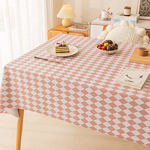 Rechteckige Tischdecke rosa 140x140cm Linoleum PVC abwischbar Tischdecke für Esszimmer Küche und Picknick von YUCFS