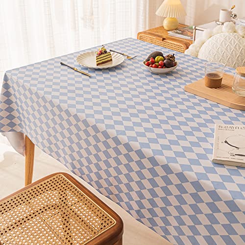 Runde Tischdecke hellblau Rund 140cm Linoleum PVC abwischbar Tischdecke für Esszimmer Küche und Picknick von YUCFS