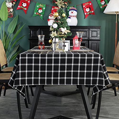 Tischdecke Party schwarz-weiß 140x140cm 100% Polyester Tischdecke quadratisch Tischtuch für Esstisch drinnen und draußen von YUCFS