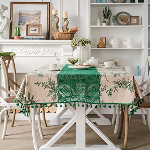 Tischdecke Rechteckige Partytischdecke grün 90x90cm Tischdecke aus Kunstleinen, abwaschbare Küchentischdecke und Buffettischdecke, abwaschbarer Tischschutz von YUCFS