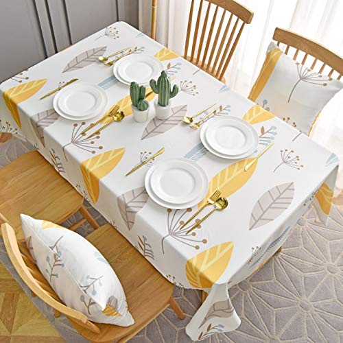 Tischdecke aus Polyester, überlauf- und knitterfrei, für Esstische, geeignet für Küchenarbeitsplatten, gelb, 100 x 130 cm von YUCFS
