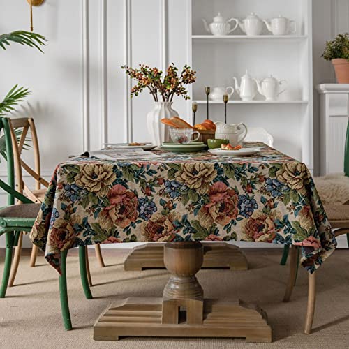 Tischdecken Rechteckig 100x140cm Waschbare Tischdecke aus Baumwollleinen mit Quastendesign, sehr gut geeignet zur Selbstdekoration von Küchentischen und Esstischen von YUCFS