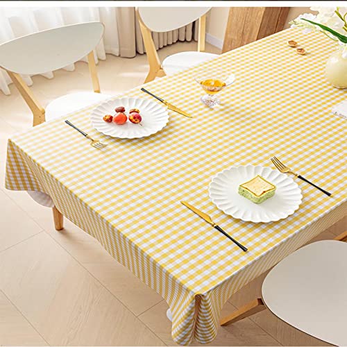 Wachstuch-Tischdecke 140x180cm Gelb Tischdecke abwischbar Tischdecke PVC-Kunststoff abwischbar wasserdicht quadratisch Esstischdecke von YUCFS