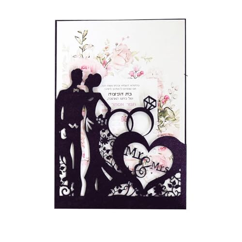 Hochzeitseinladung, Wedding Invitation,10pcs Rings Elegant Bride And Groom Greeting Card Valentine's Day Wedding Party Favor Decor For Wedding Engagement Anniversary(Black) von YUEKOPOU