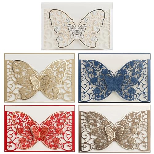 Hochzeitseinladung, Wedding Invitation,50pcs Butterfly Covers Party Postcard Business Greeting Card Engagement Wedding Decoration for Wedding Engagement Anniversary von YUEKOPOU