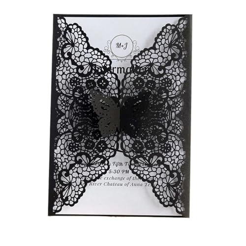 Hochzeitseinladung, Wedding Invitation,50pcs Butterfly Hollow Covers Customized Birthday Engagement Wedding Decoration Party Supplies For Wedding Engagement(Black) von YUEKOPOU