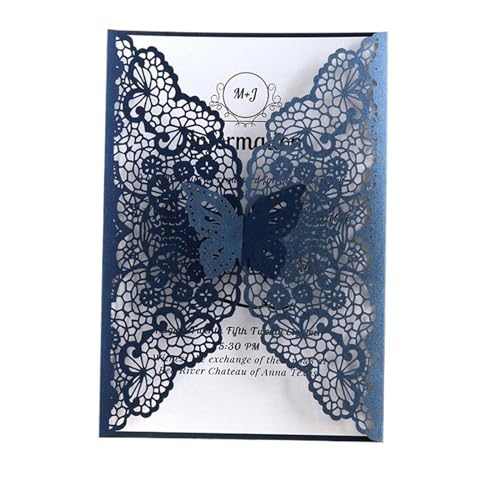 Hochzeitseinladung, Wedding Invitation,50pcs Butterfly Hollow Covers Customized Birthday Engagement Wedding Decoration Party Supplies For Wedding Engagement(Blue) von YUEKOPOU