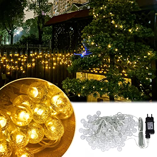 YUENFONG 30M Lichterkette Außen Innen Kugeln Glühbirnen Lichterkette LED mit Stecker, für Weihnachtsdekoration, Halloween, Hochzeit, Party, Warmweiß (240 LED, Transparente Linie) von YUENFONG