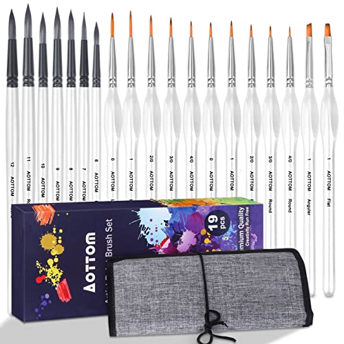 Fine Detail Pinsel Set Künstler Pinsel 19pcs Profi Pinsel Set für Acryl Öl Aquarell Gouache Miniatur Modell Kunst für Erwachsene Anfänger Künstler Profis von YUEONEWIN