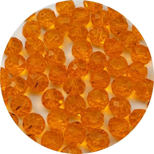 YUEXIGO 600 Stück 3 mm Kristallglasperlen zur Schmuckherstellung, facettierte Kristallperlen, Rondelle, Glas-Abstandshalter für Windspiele, Armbänder, Ohrringe, Halsketten, DIY Handwerk (Orange) von YUEXIGO