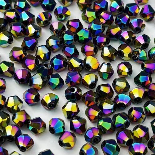 YUEXIGO Doppelkegel-Glas-Kristallperlen für Schmuckherstellung, facettierte Doppelkegel-Glasperlen für Armbänder, Ohrringe, Halsketten, Bastelarbeiten, Regenbogenfarben, 500 Stück von YUEXIGO