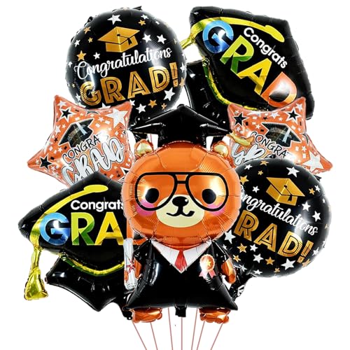 2024 Deko Abschlussfeier Luftballons, 7pcs Folienballon Abitur, Abschlussfeier Party Dekorations, Graduation Deko Luftballons, Bachelor Deko Luftballons, Abschluss Dekorationen von YUEXNKO