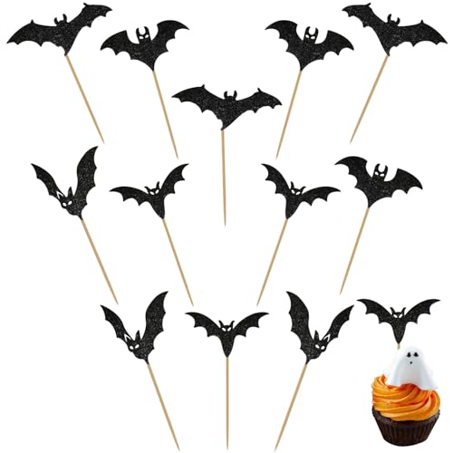 Fledermaus Kuchen Dekoration, 12 Stück Fledermäuse Cake Toppers, Fledermaus Cupcake Toppers, Fledermäuse Cupcake Dekoration, Bat Cake Toppers, Fledermaus Muffin Dekoration von YUEXNKO