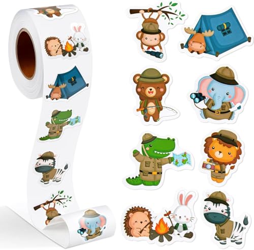 Runde Tier Aufkleber, 500pcs Tier Aufkleber, Animal Sticker Rolle, Tier Belohnungsaufkleber, Tieraufkleber Runde, Cartoon Tier Aufkleber, Tier Aufkleber, Animal Sticker Kinder, Tiermuster Sticker von YUEXNKO