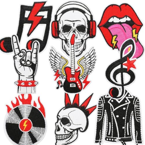 Rock Punk Band Patch Set,Bestickte Aufnäher zum Aufbügeln Flicken Zum Aufbügeln Totenköpfe Patches Zum Aufnäher Aufbügel Patches Schädel Augapfel Muster für Jacken Hut Kleidung Taschen Dekoration von YUEcthynous