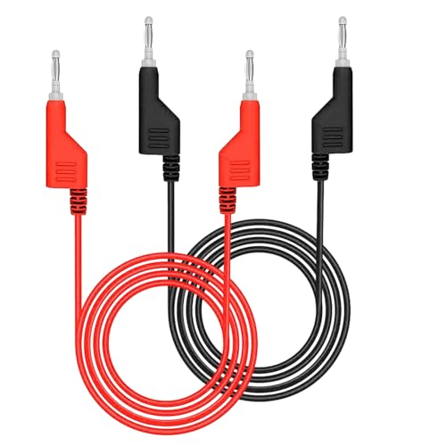 2 Stück Messleitungen,15A 3.3Ft Labornetzteil Kabel Messleitung 4mm Multimeter Kabel Stapelbare Banane zu Bananenstecker Flexibler Kabeldraht für Multimeter Klemmen Elektrische Prüfung von YUFFQOPC